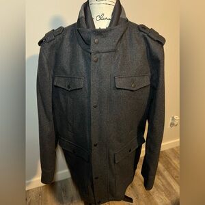 GUESS Mens Winter Charcoal Gray Coat